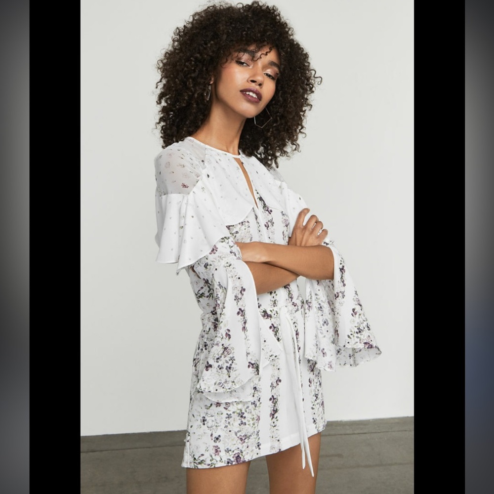 BCBGMaxAzria White Floral Vivianne Romper jumpsuit M
